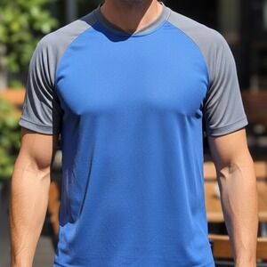 Levelwear Tracker Mens Blue Grey Raglan Golf Performance Polo Shirt Short Sleeve